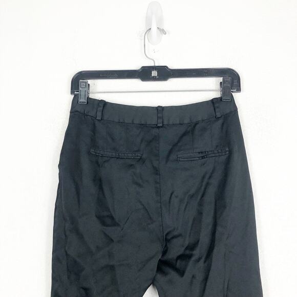 Frame Sateen Crop Flare Trouser Size 4 Noir Black Wool Blend High Rise Preppy - Picture 12 of 14